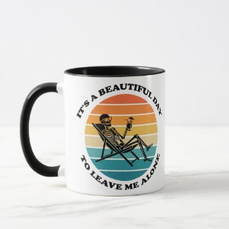 Lustige "Lass mich in Ruhe" Retro-Skelett Sarcasti Tasse