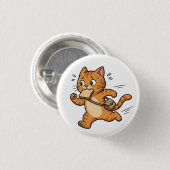 Lustige Laufkatze Mit Brot-Button Button (Vorne & Hinten)