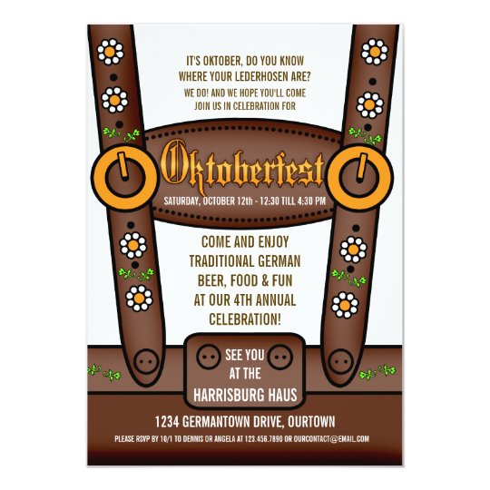 Lustige Lederhosen Oktoberfest Party Einladungen Zazzle