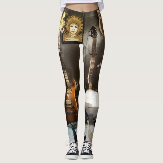 Lustige Leggings mit eingewickeltem Gitarren-und (Vorderseite)