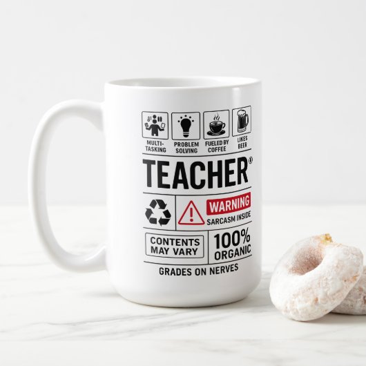 Lustige Lehrer-Definition — Multitasking Kaffeetasse (Mit Donut)