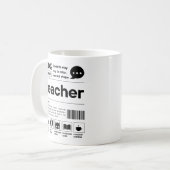 Lustige Lehrer-Würdigung Moderner Barcode Kaffeetasse (Vorderseite Links)