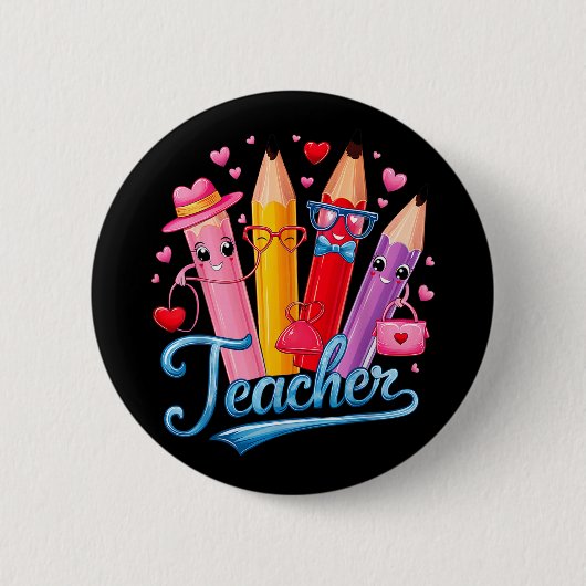 Lustige Lehrerin Valentinstag Kunst Klassenraum Li Button (Vorderseite)