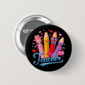 Lustige Lehrerin Valentinstag Kunst Klassenraum Li Button (Vorne & Hinten)