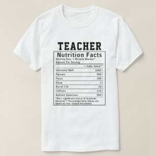Lustige Lehrernährwertfakten Schulpersonalgeschenk T-Shirt