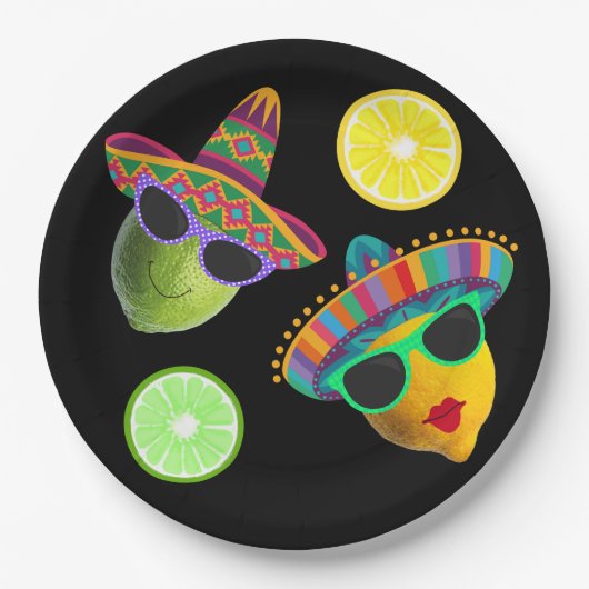 Lustige Lemonen-Limonen-Party-Fiesta Pappteller (Vorderseite)