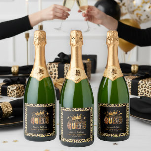 Lustige Leopard Birthday Queen Dreißigster Geburts Schaumweinetikett