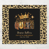 Lustige Leopard Birthday Queen Fünfzigster Geburts Schaumweinetikett (Einzelnes Label)