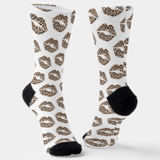 Lustige Leopard-Lippen Socken (Gewinkelt)