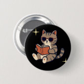 Lustige Lesekatze Button (Vorne & Hinten)