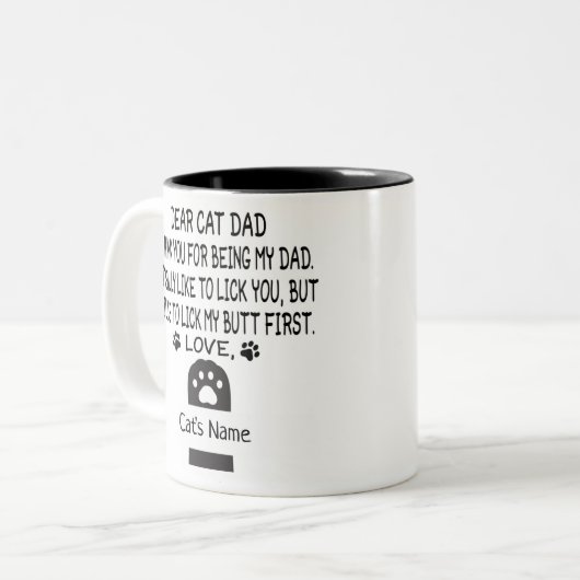 lustige Liebe Cat Papa individuelle Name und Katze Zweifarbige Tasse (Vorderseite Links)