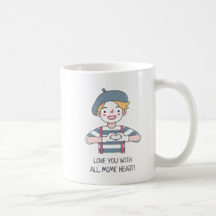 Lustige Liebe dich mit ganzem Mime-Herzen-Doodle Kaffeetasse