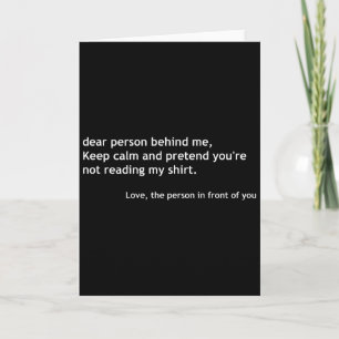 Lustige liebe Person hinter mir, Bleib ruhig lusti Karte