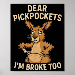 Lustige liebe Tickets Ich bin auch pleite Känguru  Poster