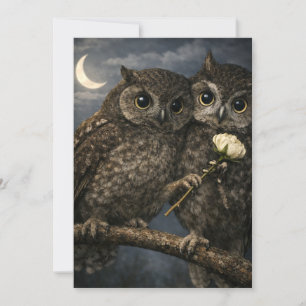 Lustige Liebesvogel-Eulen mit Blumen Valentinstag Feiertagskarte
