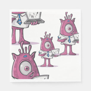 Lustige lila Buchhalter-Monster-Papier Serviette