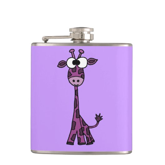 Lustige lila Giraffe Flachmann (Vorderseite)