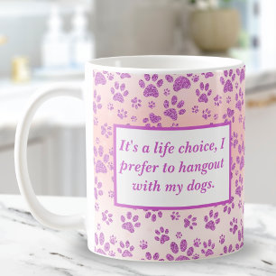 Lustige lila Glitter Pfotenabdrücke   Kaffeetasse