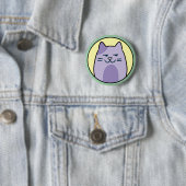 Lustige lila Katze mit seitlichem Blick Button (Beispiel)