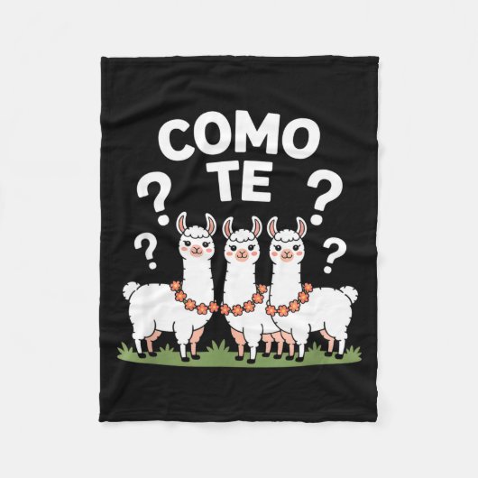 Lustige Llama-Blumengirlande como te Fragezeichen Fleecedecke (Vorderseite)