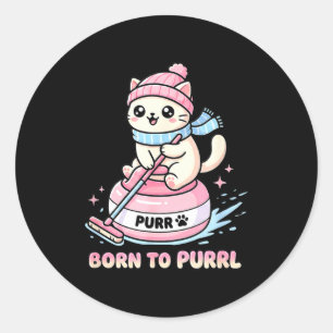 Lustige lockige Katze Born Purrl Runder Aufkleber