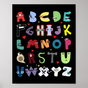 Lustige Lore Alphabet A bis Z Hallo Buchstabe für Poster