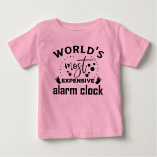 Lustige Mädchen teurer Wecker Wortkunst Baby T-shirt