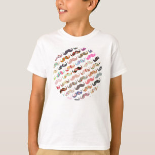Lustige Mädchenhafte Bunte Muster Schnurrbärte T-Shirt
