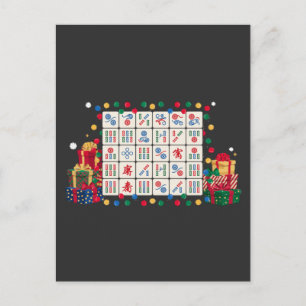 Lustige Mahjong-Weihnachtslicht Santa Hut  Postkarte