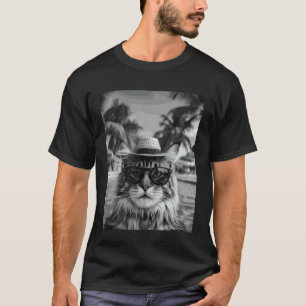 Lustige Maine Coon Katze Selfie Katze Sommerurlaub T-Shirt