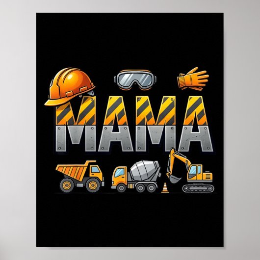 Lustige Mama Baustellenbagger Kinder passende Poster (Vorne)