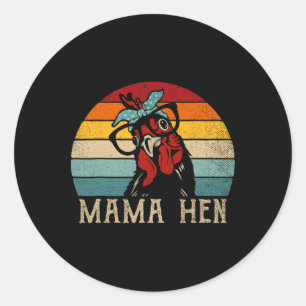 Lustige Mama Henne Vintage Retro Huhn Mutter Runder Aufkleber