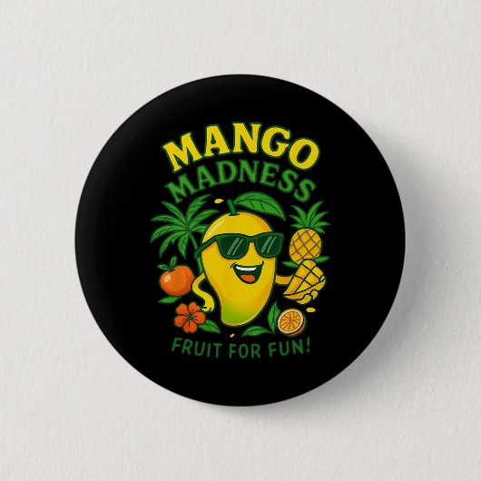 Lustige Mango Frucht Mangos Sommerferien für Kinde Button (Vorderseite)