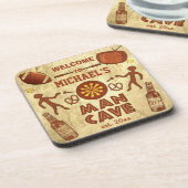 Lustige Mann-Höhle mit Ihrer Namensgewohnheit Getränkeuntersetzer (Linke Seite)