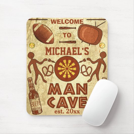 Lustige Mann-Höhle mit Ihrer Namensgewohnheit Mousepad (Mit Mouse)