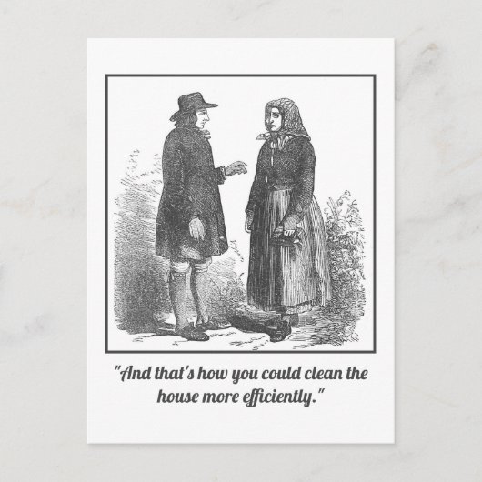 Lustige Mansplaining-Postkarte zum Thema Putzen Postkarte (Vorderseite)