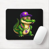 Lustige Mardi Gras Alligator Perlen Karneval Feier Mousepad (Mit Mouse)