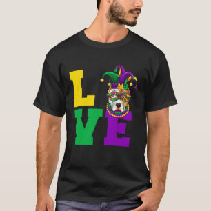 Lustige Mardi Gras-Hundebekleidung Pit Bull Liebe  T-Shirt