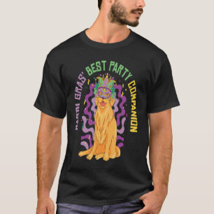 Lustige Mardi Gras Karneval Golden Retriever Party T-Shirt