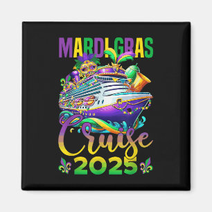 Lustige Mardi Gras Kreuzfahrt 2025 Masken Perlen F Magnet
