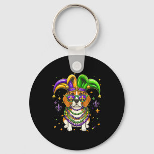 Lustige Mardi Gras-Perlen-Beagle-Hundefestival Kar Schlüsselanhänger