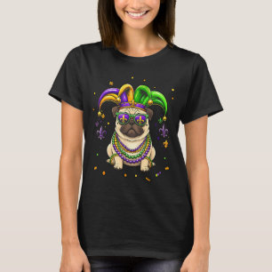 Lustige Mardi Gras-Perlen-Pug-Festival-Karneval-Hu T-Shirt