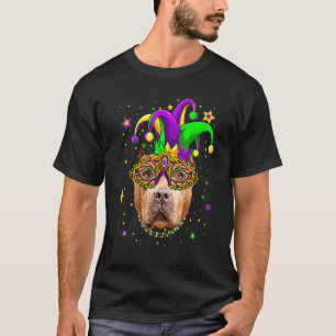 Lustige Mardi Gras Pitbull Hundeperlen Maske Mardi T-Shirt