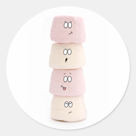 lustige Marshmallow-Charaktere Runder Aufkleber (Vorderseite)