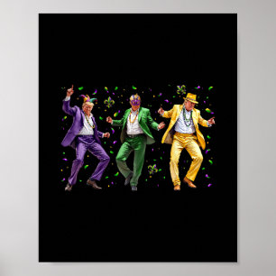 Lustige Maskierte Trump-Tanz Mardi Gras New Orlean Poster