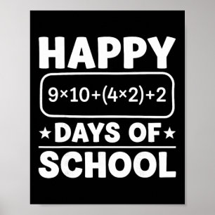Lustige Mathe-Gleichung Frohe 100 Tage Schule Schü Poster
