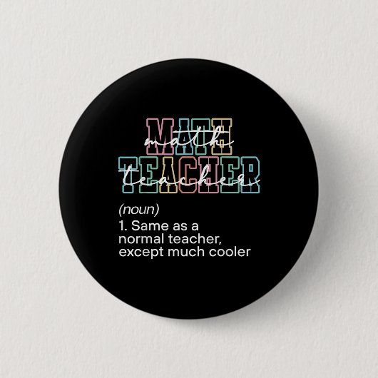 Lustige Mathe-Lehrer-Definition Zurück zur Schule Button (Vorderseite)