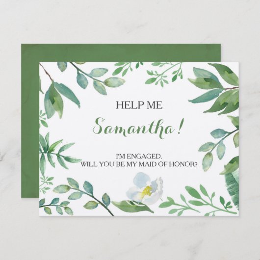 Lustige MATRONE DER EHRENantrag-Karte, Grün Einladung (Vorne/Hinten)