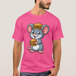 Lustige Maus Hamburger Cheeseburger Fast Food Comi T-Shirt