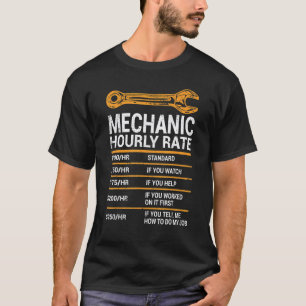 Lustige Mechaniker-Stundensatz Arbeitslohn-Diagram T-Shirt